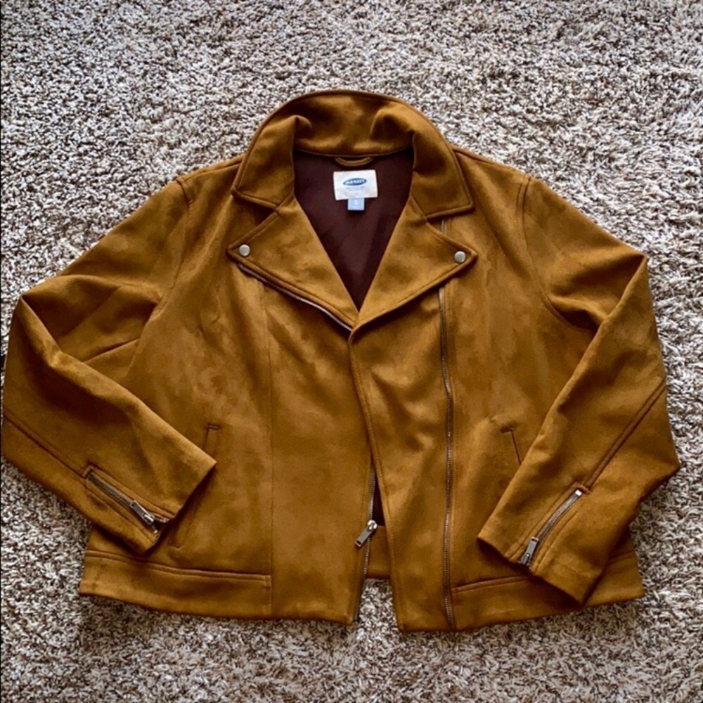 Old Navy Brown Faux Suede Moto Jacket